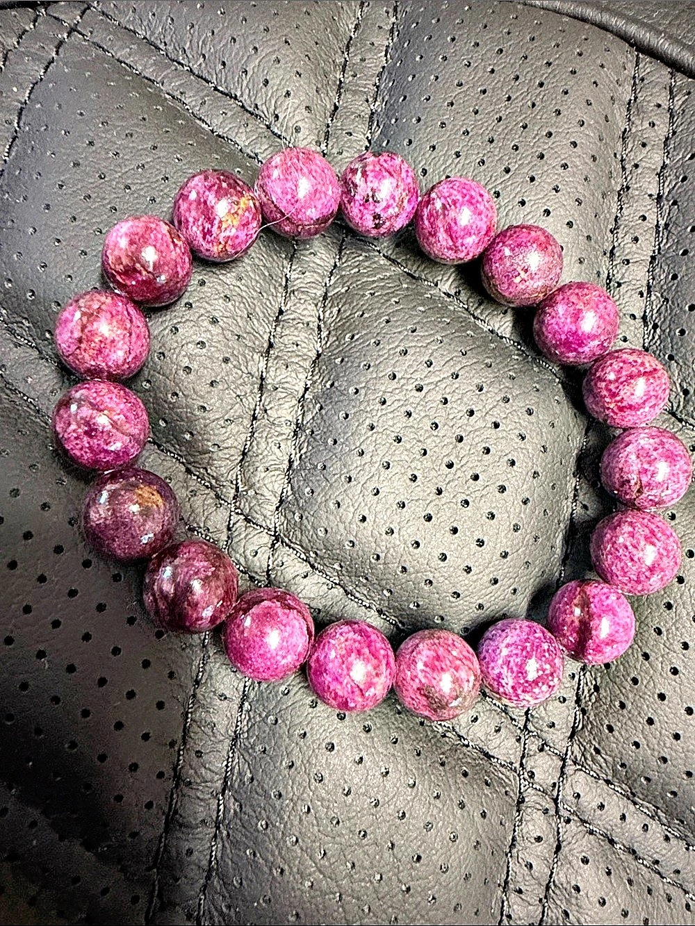 Purpurite stone Beaded Stretch Bracelet healing crystal